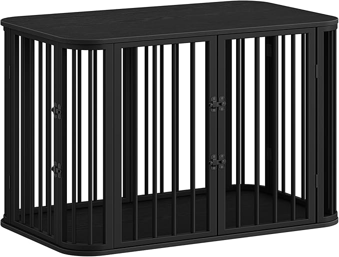 39.4'' Dog Crate Furniture, L Indoor Dog Kennel Dogs Cage, Modern Decorative Pet House for Small/Medium/Large Dogs, Anti-Chew & Anti-Escape, Kennel End Side Table TV Stand, Black DFC88704B
