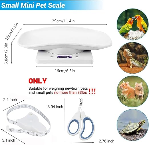 Digital Pet Scale,Puppy Scales for Weighing,Digital Small Animals Scales for Weighing,Whelping Supplies,Kitten Scale,Baby Scales for Small Dog Cat Crawl Pet,Capacity up to 33 lb