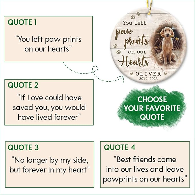 Dog Memorial Gifts, Personalized Pet Bereavement Ornament, Ceramic Christmas Decoration, Memorial Day Memorial Ornament, Dog Lover Gifts