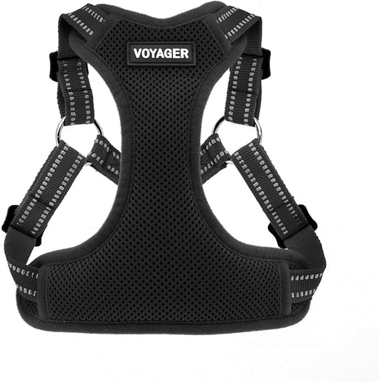 Best Pet Supplies Voyager Adjustable Step-In Flex Breathable Mesh Dog Harness for Small Medium Large Dogs (Black), XL
