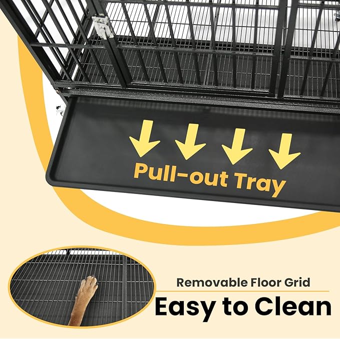 12-Pack 36 inch Stackable Heavy Duty Dog Crate, Metal Escape Proof Dogs Cage Kennel with Lockable Wheels, Removable Tray & Metal Grid, Top Access for High Anxiety Dogs Medium/Small Dogs
