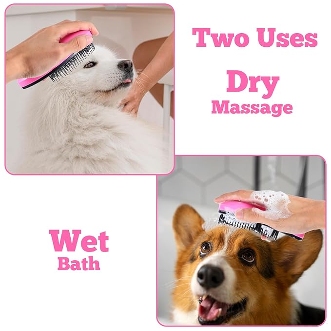 Small Dog Brush, Puppy Brushes for Grooming, Gently Cleaning Slicker Hair Brush for Pet, Cats, Teddy, Chihuahua, Yorkies, Maltese, Shih Tzu, Rabbits (Pink)