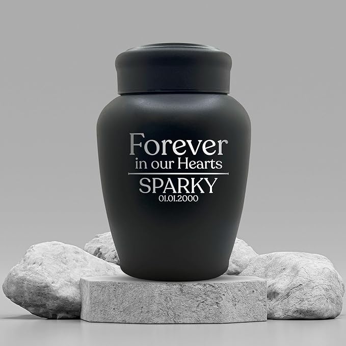 Personalized Custom Dog Urn Engraved Dog Name and Date - Stainless Steel Cremation Urn for Large Dogs Ashes with Airtight Closure | up to 150 lbs Capacity | Forever in Our Hearts