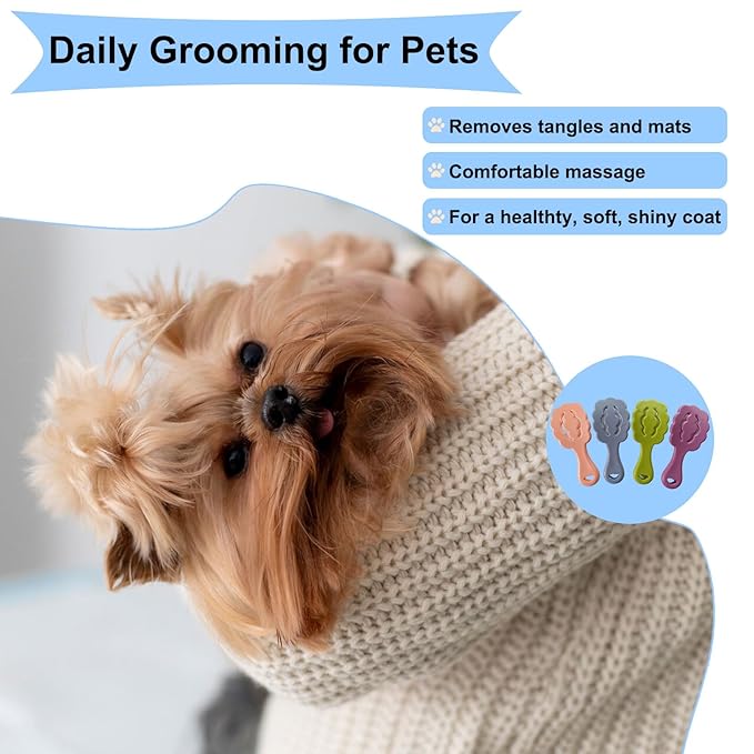 Cloud-Shaped Soft Bristle Puppy Brush for Small Dogs - Yorkie, Shih Tzu, Maltese, and Toy Poodles Grooming Tool with Detachable Lint Comb and Gift Box （Blue）