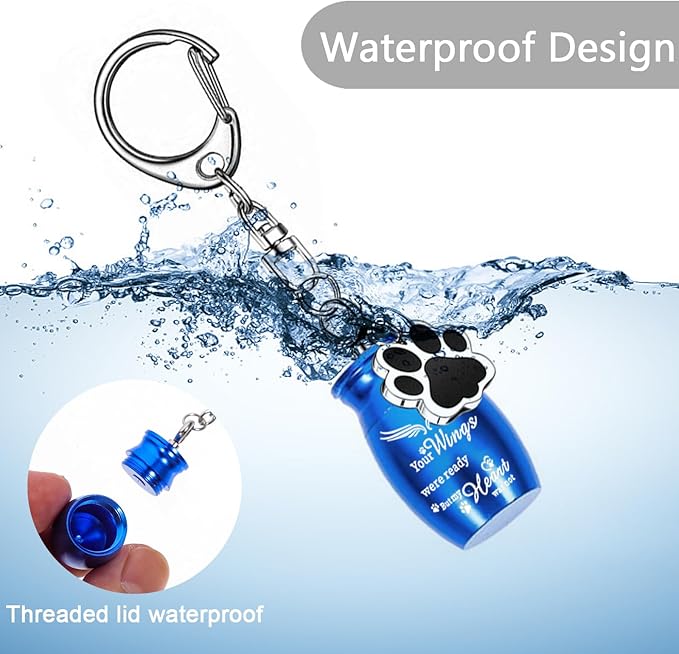 weikui 4Pcs Pet Urns Keychain for Dog Cremation Jewelry Dog Ashes Keepsake Pendant with Dog Paw Print Memorial Urn