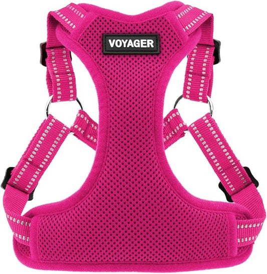 Best Pet Supplies Voyager Adjustable Step-in Flex Breathable Mesh Dog Harness for Small Medium Large Dogs (Fuchsia), S