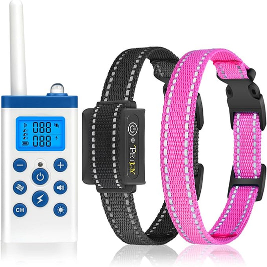 PetJoy Shock Collar for Large Dog, Bark Collar with Remote, Bark and Training Collar 2 in 1, Bark Collar with Shock (Level 1-100), Vibration (Level 1-100) and Beep