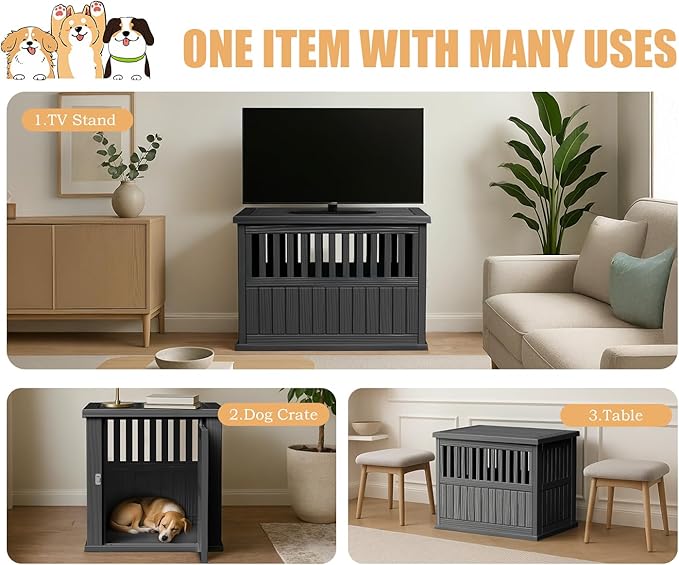 ATMLT Dog Crate Furniture for Medium Dogs, 30" Dog Kennel Indoor with Lockable Latch, Modern Dog Cage End Table, Escape-Proof and Chew-Proof, Durable and Sturdy