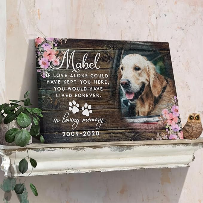 Dem Canvas Personalized Photo Canvas Prints, Dog Loss Gifts, Forever In My Heart, Pet Memorial Gifts, Dog Death Sympathy Gifts, Dog Passing Away Loss Gift Dog Grieving Gifts (18x12)