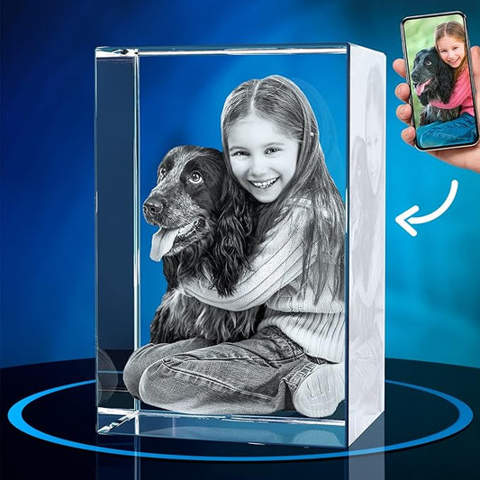 ArtPix 3D Crystal Photo, Personalized Dog Memorial Gifts with Your Own Photo for Dog Lovers, Pet Owners, 3D Laser Etched Picture, Engraved Crystal in Memory of Dog, Customized Gifts, Portrait