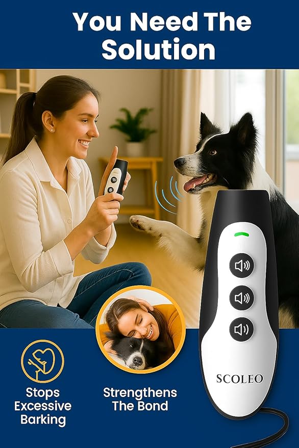 Anti Barking Device for Dogs - Ultrasonic Dog Trainer with VF Tech, 3 Modes Bark Control, Rechargeable Dog Bark Deterrent for Behavior Correction - Indoor & Outdoor Use