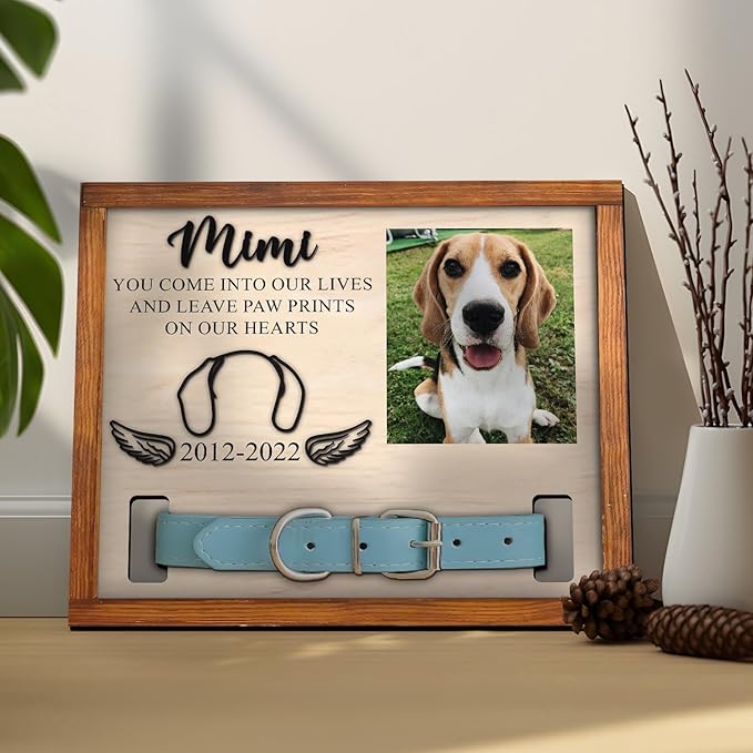Personalized Dog Memorial Picture Frame, Dog Memorial Gifts For Loss Of Dog, Pet Memorial Gifts, Dog Collar Frame - Upload Image Pet Memorial Frame