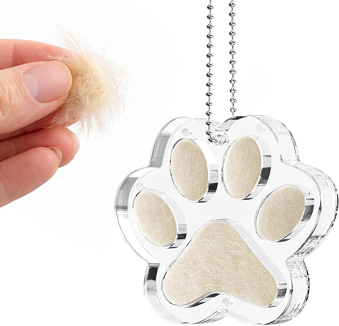 Pet Fur Keepsake Paw – Clear Acrylic Pet Memorial Ornament with Magnetic Openable Memory Chamber, Pet Loss Remembrance Gift for Dog, Cat & Small Animals