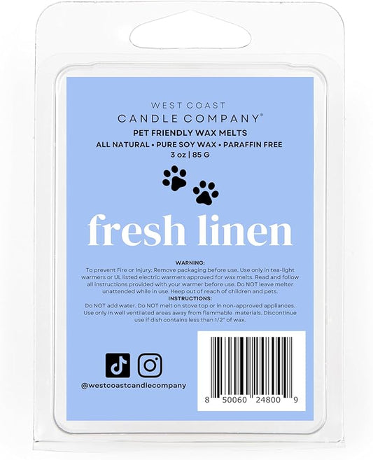 Pet Safe Wax Melts for Dogs | Non Toxic Soy Wax Melts | Natural, Paraffin-Free, Clean Burning | Odor Eliminating Wax Cubes | Fresh Linen