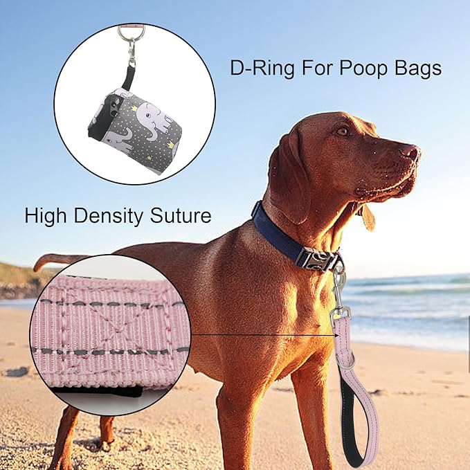 Standard Training Leashes 12 Inches for Dogs, Short Traffic Dog Leash Heavy Duty Padded Handle, Nylon Anti Pull for Reflective, Short Line Dog for Small, Medium and Large Dogs 1 FT Pink