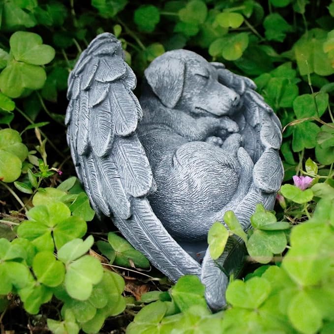 Angel Dog Memorial Stones Dog Headstone Memorial Garden Stone Dog Tombstone Pet Grave Markers for Dog Pet Memorial Gift Loss Sympathy Gifts for Dogs
