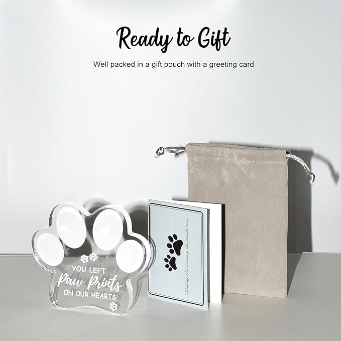 Dog Passing Away Gifts, Loss of Dog Sympathy Gift, Pet Dog Memorial Gifts for Loss of Dog, Dog Cat Remembrance Gift for Friends Pet Owner, Clear Acrylic Dog Memorial Engraved Ornament Keepsake