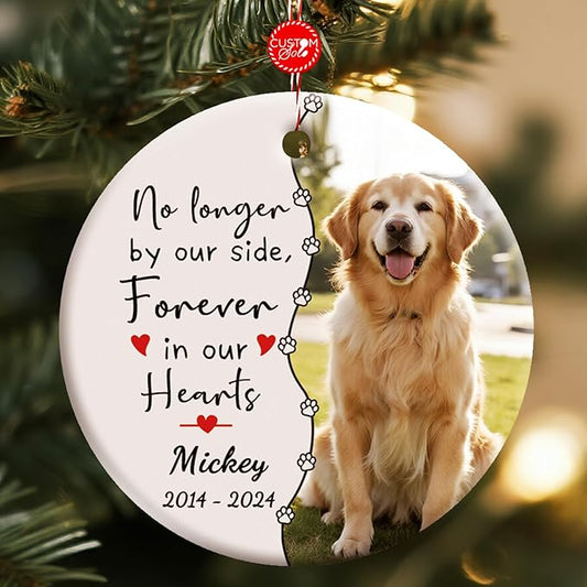Bemaystar Dog Memorial Ornament- Personalized Pet Memorial Gifts Pet Memorial Ornament Dog Remembrance Ornament Forever in Our Hearts in Loving Memory, Sympathy Gifts Loss of Cat