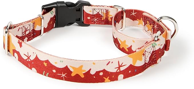 Hyhug Pets Adjustable Martingale Dog Collar with Quick Release Buckle, Colorfast, Heavy Duty, Anti-Escape, Training No Slip Puppy Collar. (Star, Small)
