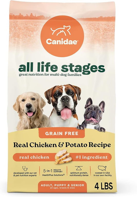 Canidae All Life Stages Real Chicken & Potato Recipe – High Protein and Grain-Free Premium Dry Dog Food for All Ages, Breeds, and Sizes– 4 lbs.