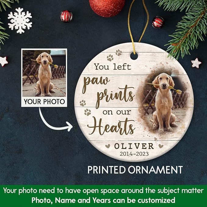 Dog Memorial Gifts, Personalized Pet Bereavement Ornament, Ceramic Christmas Decoration, Memorial Day Memorial Ornament, Dog Lover Gifts