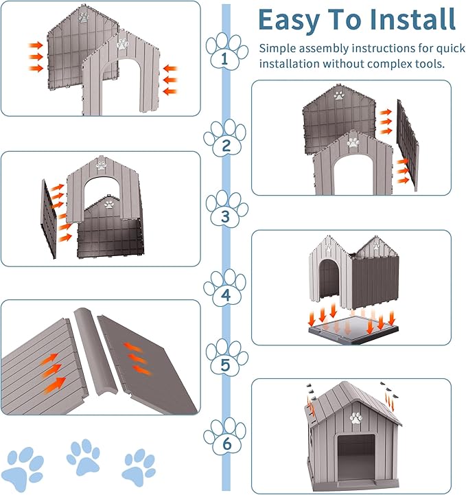 DRATO Large Dog House with Waterproof- Indoor & Outdoor Pet Shelter for Small to Large Dogs, Easy Clean & Quick Assembly