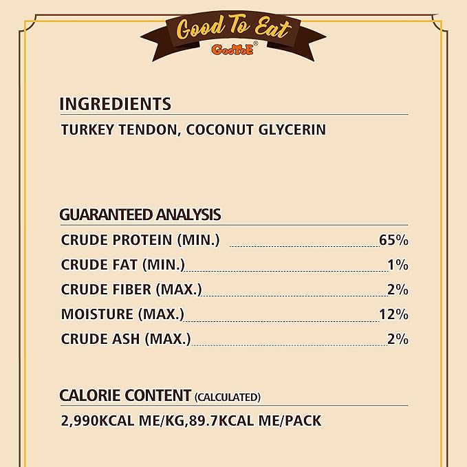 Gootoe Turkey Tendons for Dogs –All-Natural, Hypoallergenic Dog Treats, Rawhide Alternative, Long Lasting Puppy Chews, Healthy Dog Treats for Medium Breeds, Rope (M), 3 Count Pack