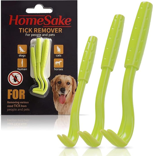 Homesake Tick Removal Tool for Dogs, Cats and Humans | Removes Entire Head & Body | Pain-Free Ticks Remover | 100% Chemical-Free |4 Packs of 3