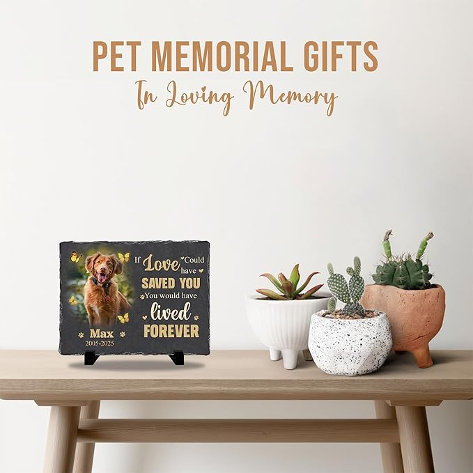 Personalized Pet Memorial Stone | Custom Photo Memory Plaque for Dogs | Pet Remembrance Gift for Loss of Dog | Memorial Stone for Garden or Home Decor