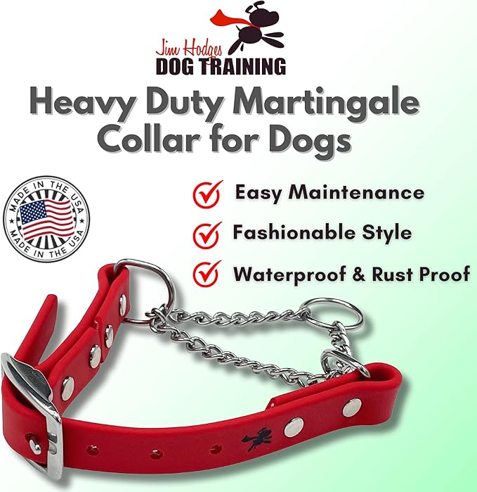 Martingale Collar for Dogs, Biothane, Stainless Steel Hardware, No Pull, Made in The USA, Professional Grade, XXS, Red