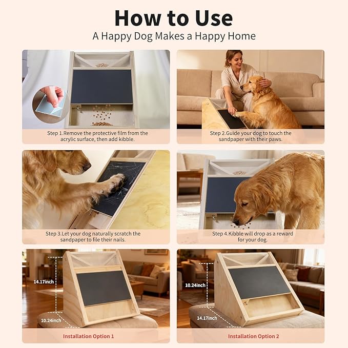 Dog Scratch Pad for Nails: Quiet Dog Scratch Board with Treats, Easy Change Dog Nail Board with 2Pcs Removable Stand, Interactive Paw Nail Scratcher & Slow Feeder Toy