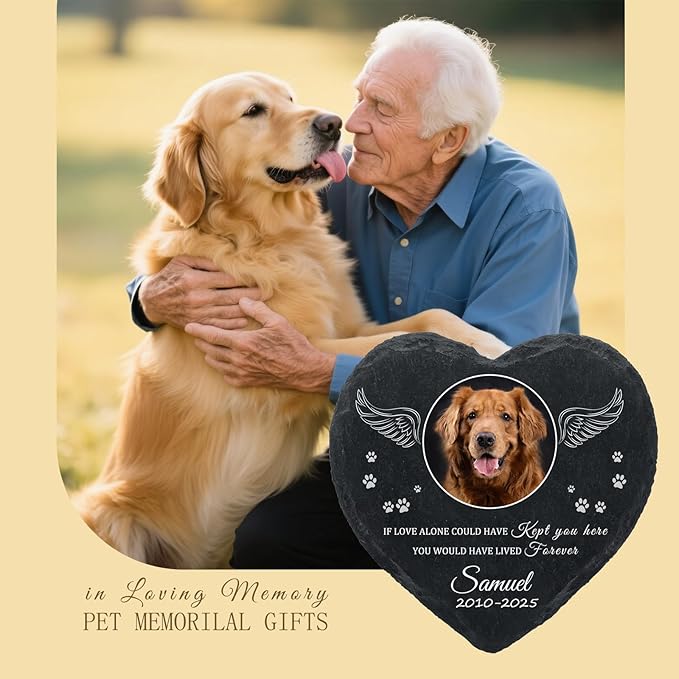 Personalized Dog Memorial Gifts for Loss of Dog, Custom Photo Pet Momorial Stone for Dogs, Cat Memorial Sympathy Gift, Dog Passing Away Gifts, Sympathy Gift for Pet Lovers (Style 2)