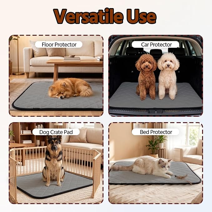 Washable Pee Pads for Dogs,Waterproof Dog Training Pads,Playpen Mat,Non-Slip Potty Pads,Super Absorbent Whelping Pads,Puppy Pad with Rounded Corn,Potty Pads (24x36(2 Pack))