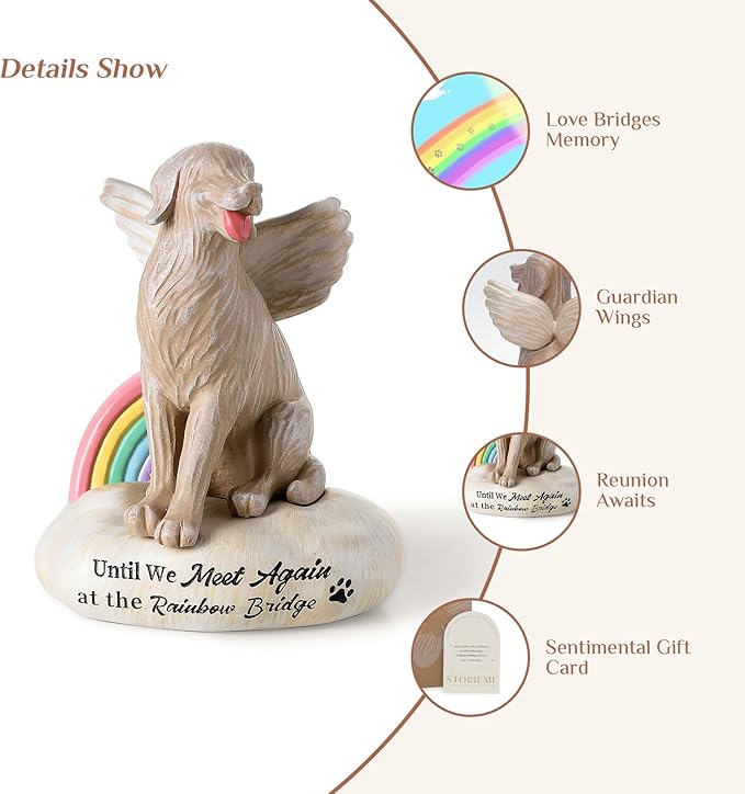 Rainbow Bridge Dog Memorial Gifts: Hand-Painted Resin Figurine for Loss of Dog - Sympathy Gift for Dogs Mom, Remembrance Keepsake for Golden Retriever Lovers