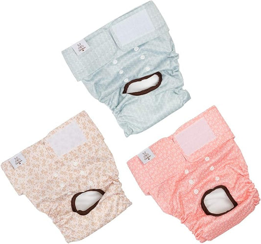 CuteBone Dog Diapers Female Washable Small Medium Large 3 Pack Reusable Doggie Diapers Puppy Period Pants for Doggy Heat Cycle Peeing
