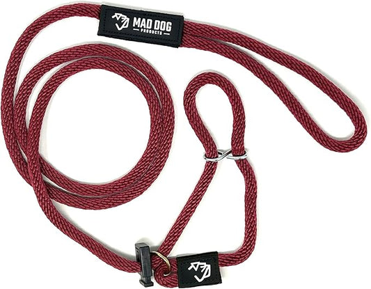 Mad Dog Products Easy Leader Dog Leash 3/8" x 8' Burgundy Signature Rope - Made in USA