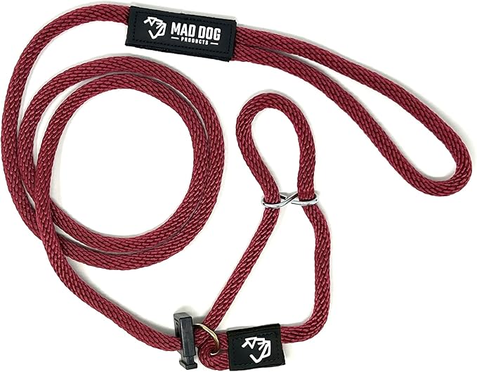 Mad Dog Products Easy Leader Dog Leash 1/2" x 10' Burgundy Signature Rope - Made in USA