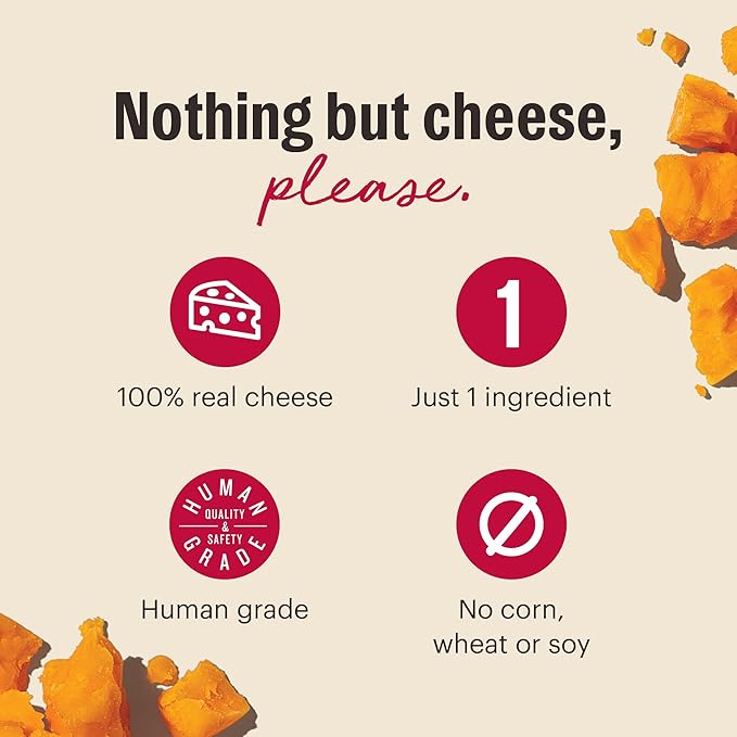 The Honest Kitchen Human Grade Dog Treats Cheese Bites: Cheddar Recipe, 2 oz Pouch