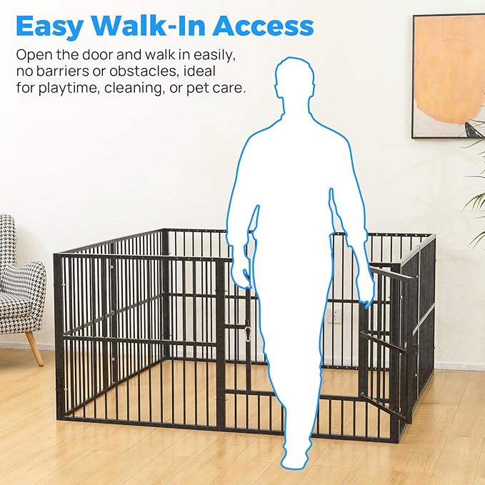 Dog Playpen - 32" Height Dog Pen, Heavy Duty Puppy Pen with Door, Safe & Sturdy, Easy Assemble for Indoor/Outdoor Pet Playpen (8 Panels with Door)