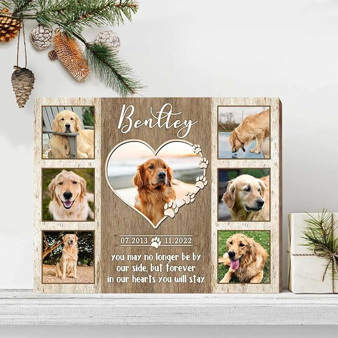 Benicee Shop Custom Pet Memorial Photo Collage Canvas, Gifts With Your Pet Picture, In Memory Of Pets, Dog Memorial Photo Collage Canvas, Dog Loss Gifts