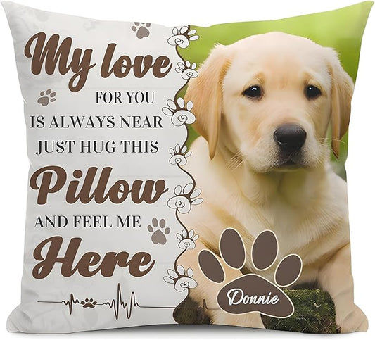 Alienc Personalized Dog Memorial Pillow with Photo - Custom Pet Memory Gift, Soft Sympathy Gift for Loss of Dog or Cat, Heartfelt Remembrance Throw Pillow