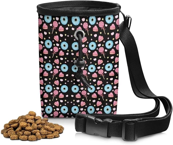 Horse Flowers Puppy Treat Bag 3 Ways to Wear, Dog Treat Pouch Closes Easy to Prevent Spills Pocket Sized Puppy Dog Training Treat Bag Perfect for Long Walks Or Training