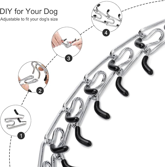 Adjustable Dog Collar with Comfortable Rubber Tip for Small Medium Large Dogs(Small, Black)