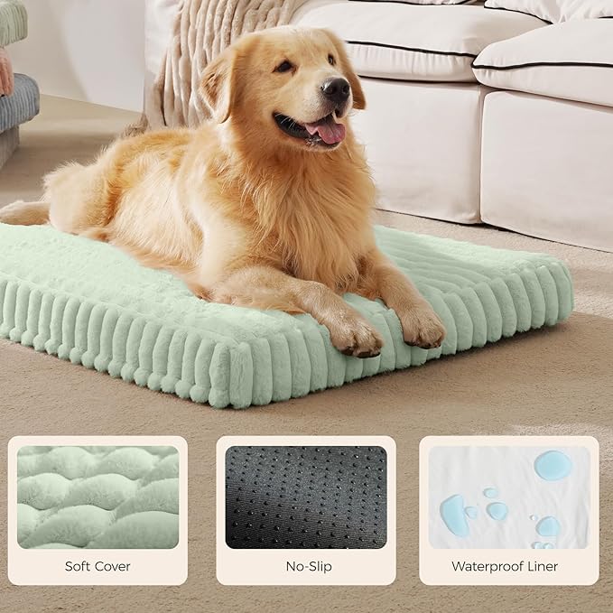 Orthopedic Dog Bed for Large Dog, Waterproof Pet Bed,Non-Slip Bottom and Egg-Crate Foam with Removable Washable Cover Crate Bed,Green,36"x27"x3"