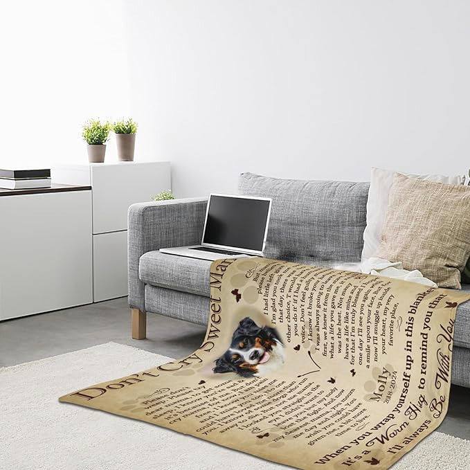 Personalized Dog Memorial Blanket with Photo:Made in USA,Custom Pet Memorial Gifts for Loss of Dog,Cat,Pet,Sympathy Bereavement for Loss of Pets