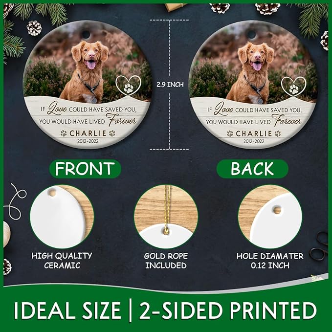 Personalized Dog Memorial Ornament, Gifts for Loss, Remembrance Pet, Pet Memorial Gifts, Dog Sympathy Gift, Ceramic Keepsake to Hang on Christmas Tree
