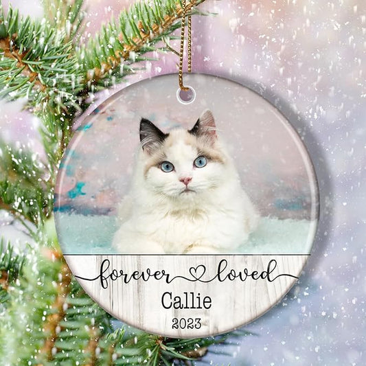 Personalized Pet Ornament - Photo Keepsake for Pet Lovers, Memorial Gift - Forever Loved