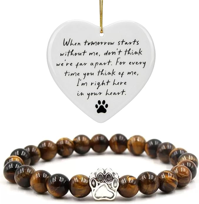 LINGYUAN Pet Memorial Gifts for Dogs Cats, Pet Memorial Bracelet, Remembrance Pet Loss Sympathy Gift for Cat Dog Lovers, Bereavement Gifts for Loss of Pet