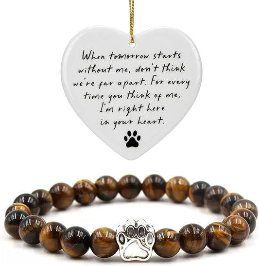 LINGYUAN Pet Memorial Gifts for Dogs Cats, Pet Memorial Bracelet, Remembrance Pet Loss Sympathy Gift for Cat Dog Lovers, Bereavement Gifts for Loss of Pet
