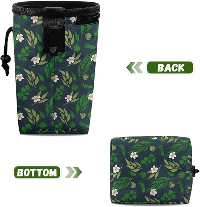 Leaf Pattern Dog Treat Bag Pet Treat Pouch Versatile Dog Training Treat Pouch Bag Holder for Kibbles, Pet Feed Snack Reward Pocket for Training Doggie Puppy